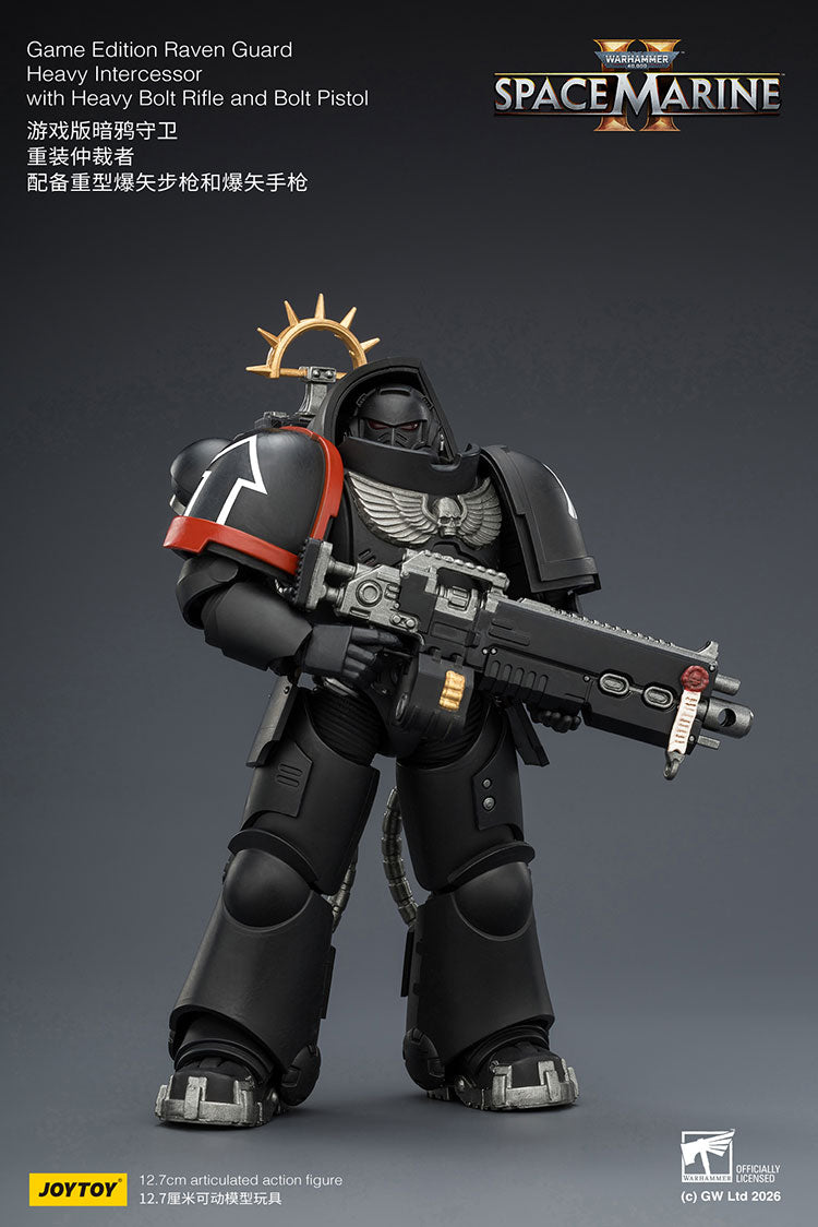 Joytoy 1/18 Warhammer Space Marine 2 Raven Guard Heavy Intercessor with Heavy Bolt Rifle and Bolt Pistol
