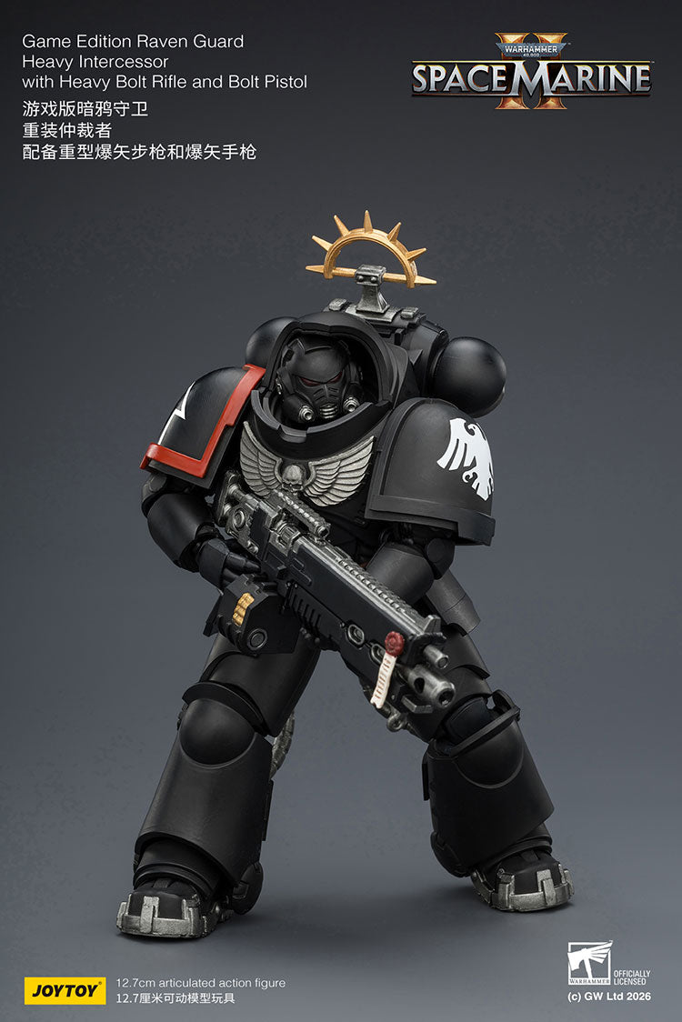Joytoy 1/18 Warhammer Space Marine 2 Raven Guard Heavy Intercessor with Heavy Bolt Rifle and Bolt Pistol