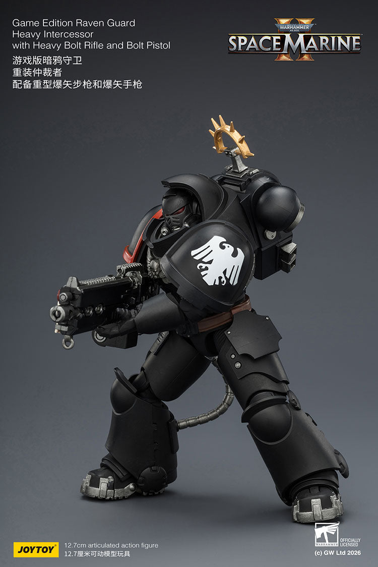 Joytoy 1/18 Warhammer Space Marine 2 Raven Guard Heavy Intercessor with Heavy Bolt Rifle and Bolt Pistol