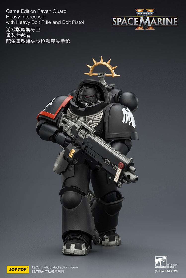 Joytoy 1/18 Warhammer Space Marine 2 Raven Guard Heavy Intercessor with Heavy Bolt Rifle and Bolt Pistol