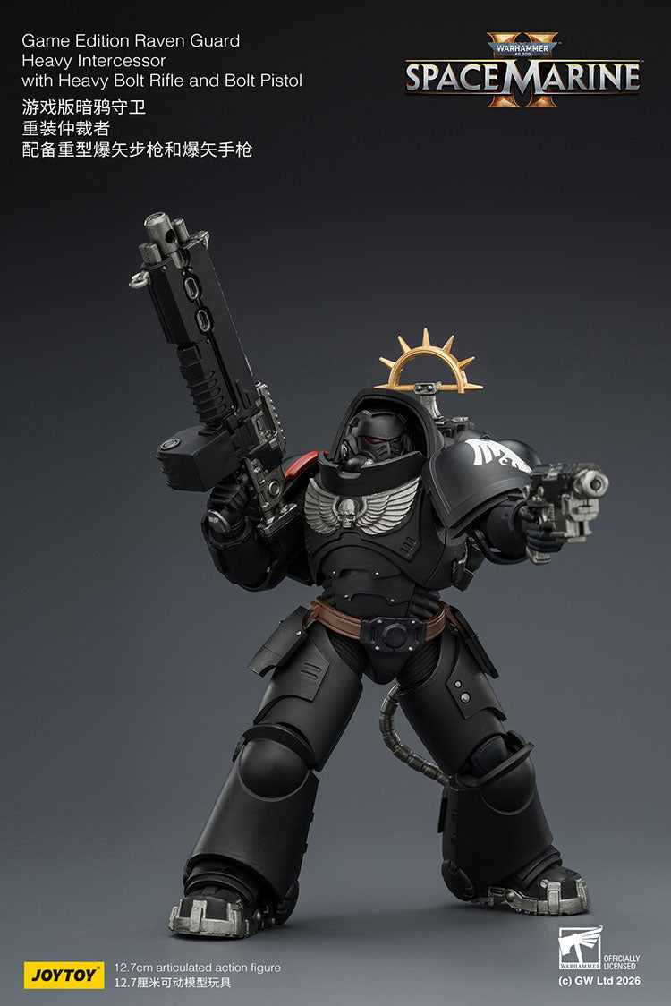 Joytoy 1/18 Warhammer Space Marine 2 Raven Guard Heavy Intercessor with Heavy Bolt Rifle and Bolt Pistol