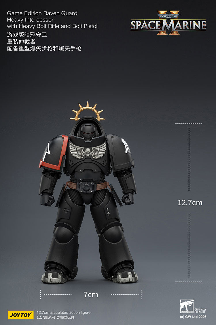 Joytoy 1/18 Warhammer Space Marine 2 Raven Guard Heavy Intercessor with Heavy Bolt Rifle and Bolt Pistol