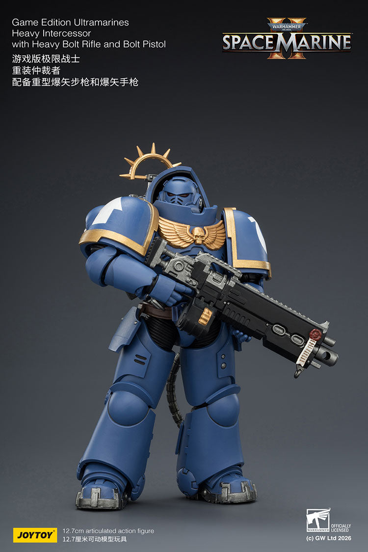 Joytoy 1/18 Warhammer 40k Space Marine II Ultramarines - Heavy Intercessor with Heavy Bolt Rifle and Bolt Pistol (Game Edition)
