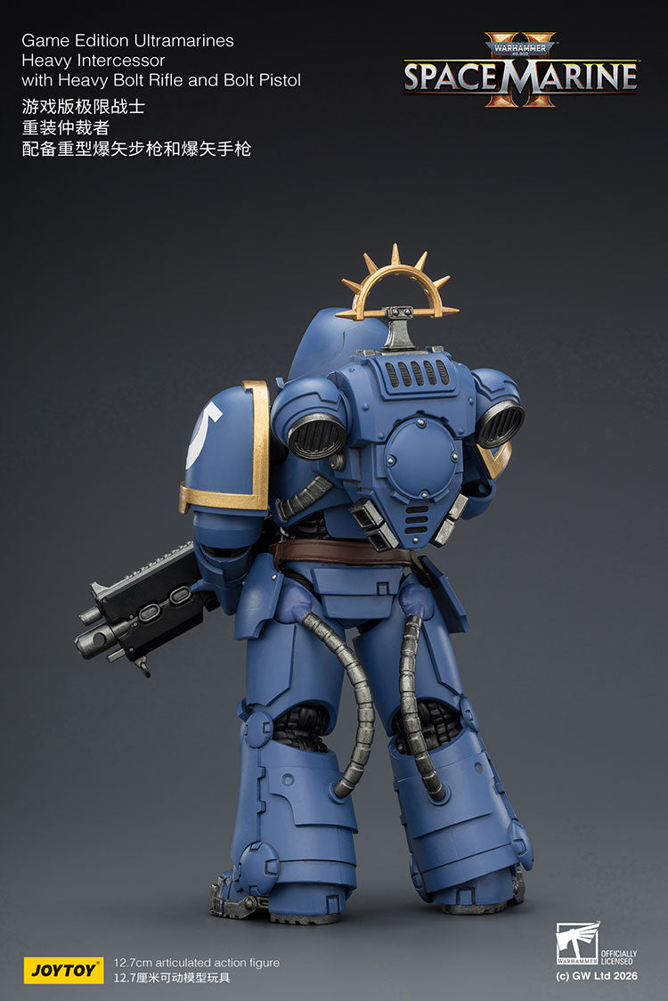Joytoy 1/18 Warhammer 40k Space Marine II Ultramarines - Heavy Intercessor with Heavy Bolt Rifle and Bolt Pistol (Game Edition)