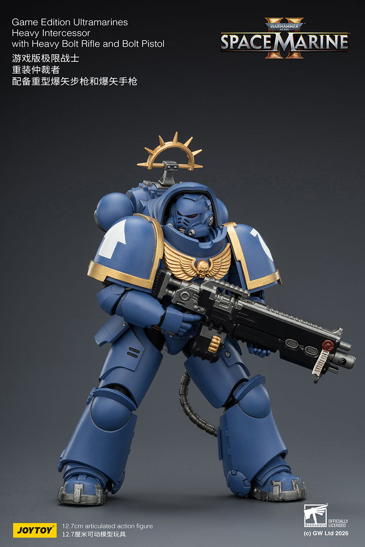 Joytoy 1/18 Warhammer 40k Space Marine II Ultramarines - Heavy Intercessor with Heavy Bolt Rifle and Bolt Pistol (Game Edition)