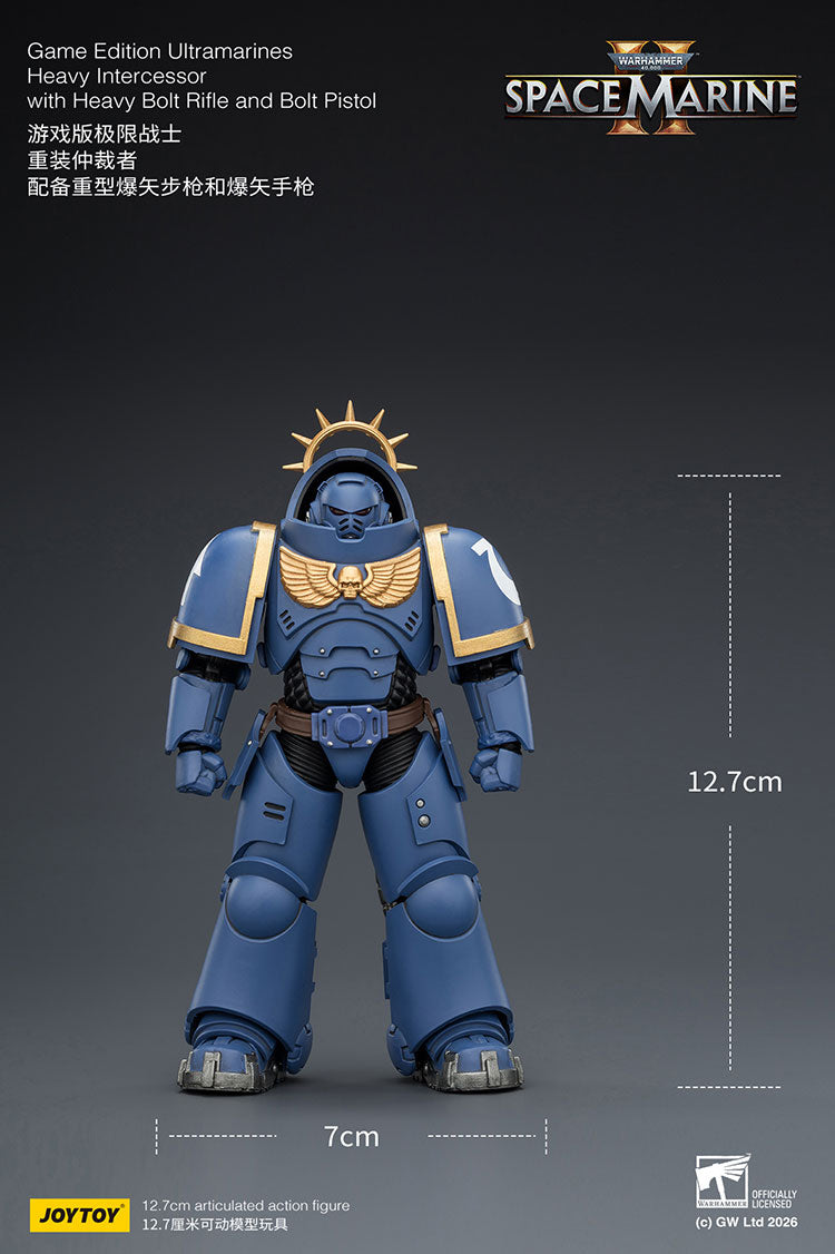 Joytoy 1/18 Warhammer 40k Space Marine II Ultramarines - Heavy Intercessor with Heavy Bolt Rifle and Bolt Pistol (Game Edition)