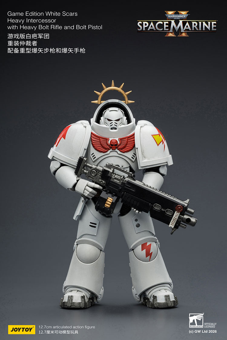 Joytoy 1/18 Warhammer Space Marine 2 White Scars Heavy Intercessor with Heavy Bolt Rifle and Bolt Pistol