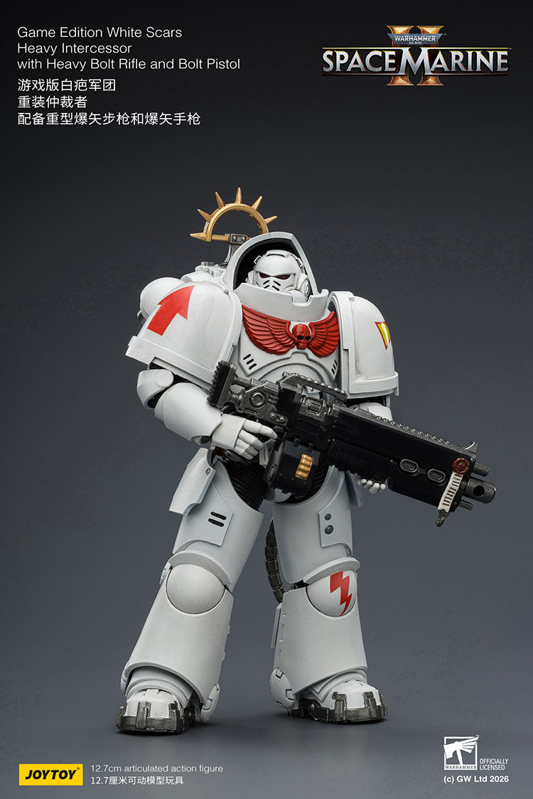 Joytoy 1/18 Warhammer Space Marine 2 White Scars Heavy Intercessor with Heavy Bolt Rifle and Bolt Pistol