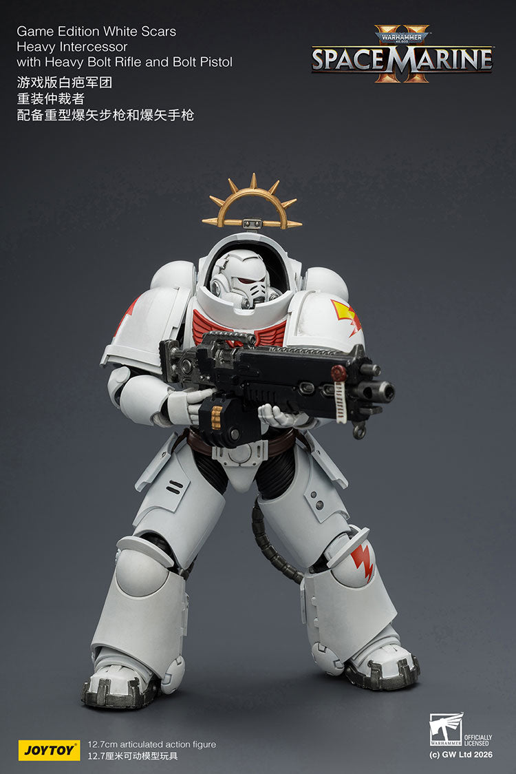 Joytoy 1/18 Warhammer Space Marine 2 White Scars Heavy Intercessor with Heavy Bolt Rifle and Bolt Pistol