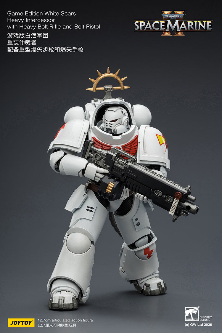 Joytoy 1/18 Warhammer Space Marine 2 White Scars Heavy Intercessor with Heavy Bolt Rifle and Bolt Pistol