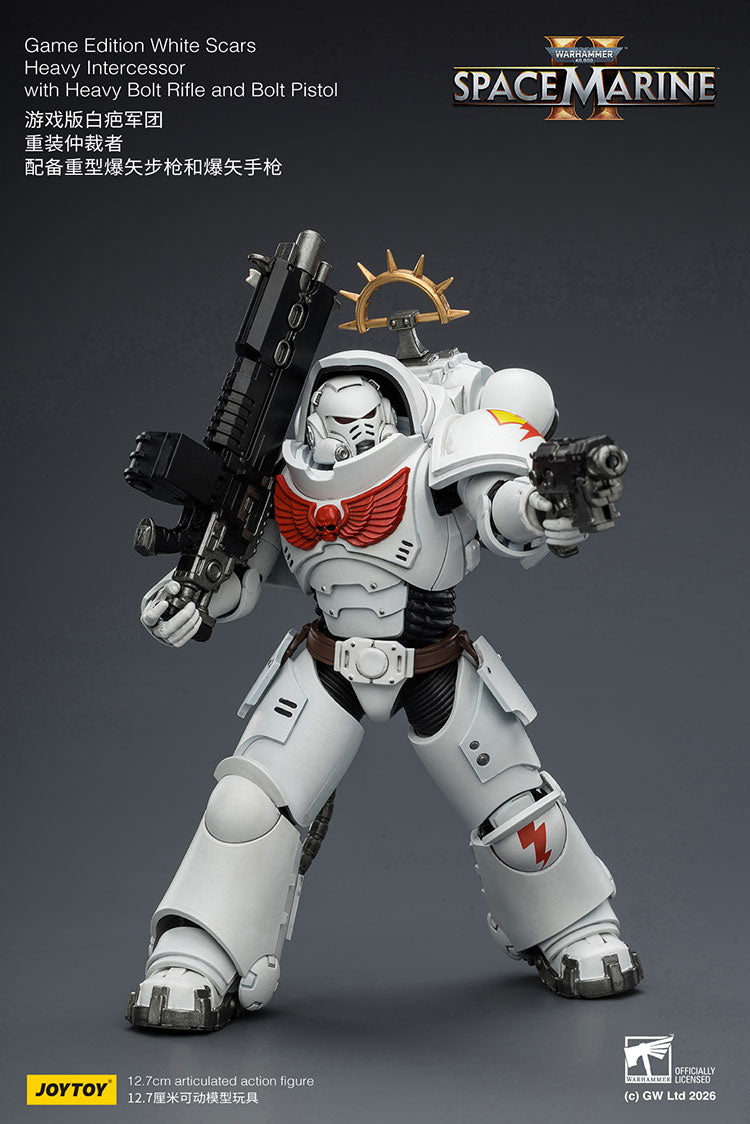 Joytoy 1/18 Warhammer Space Marine 2 White Scars Heavy Intercessor with Heavy Bolt Rifle and Bolt Pistol