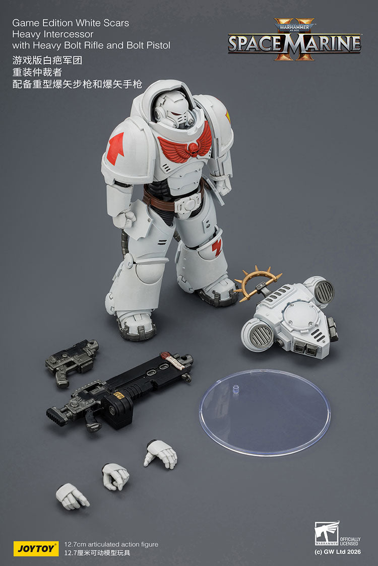 Joytoy 1/18 Warhammer Space Marine 2 White Scars Heavy Intercessor with Heavy Bolt Rifle and Bolt Pistol