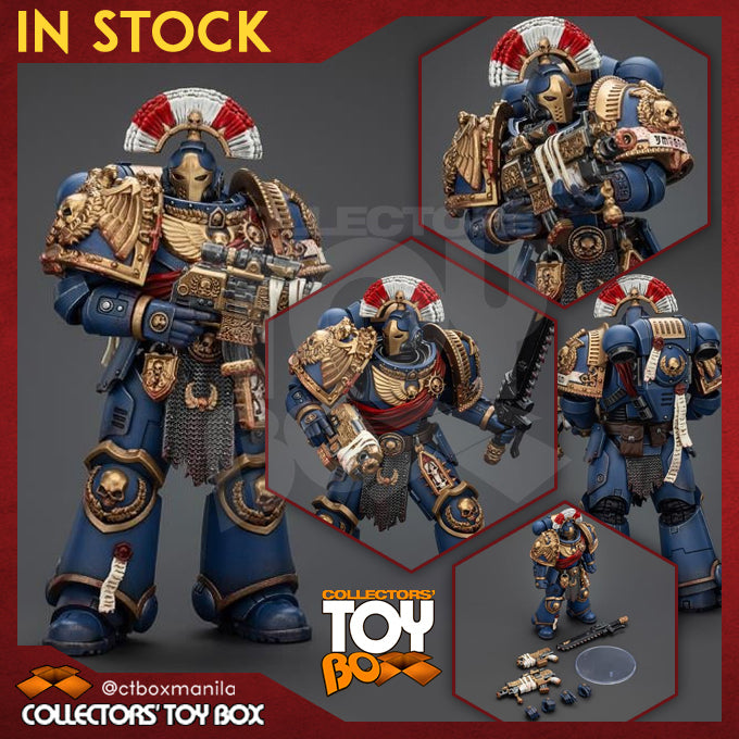 Joytoy 1/18 Warhammer 40k Space Marine 2 Ultramarines - Relic Secundus Armour with Artificer Bolt Rifle Chainsword and Bolt Pistol