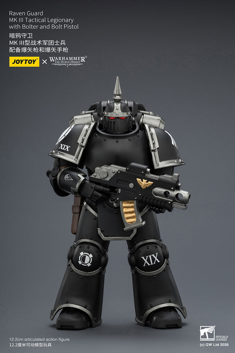 Joytoy 1/18 Warhammer The Horus Heresy Raven Guard - MK III Tactical Legionary with Bolter and Bolt Pistol