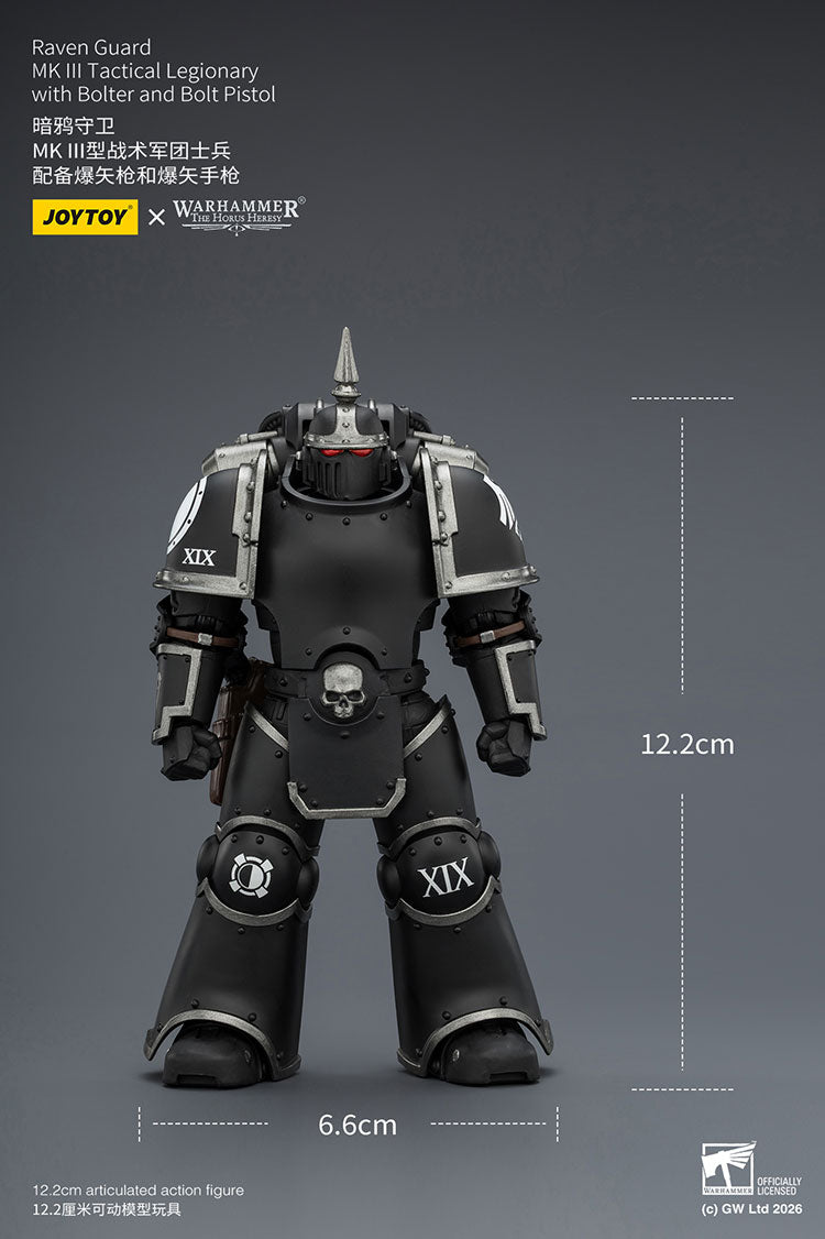 Joytoy 1/18 Warhammer The Horus Heresy Raven Guard - MK III Tactical Legionary with Bolter and Bolt Pistol