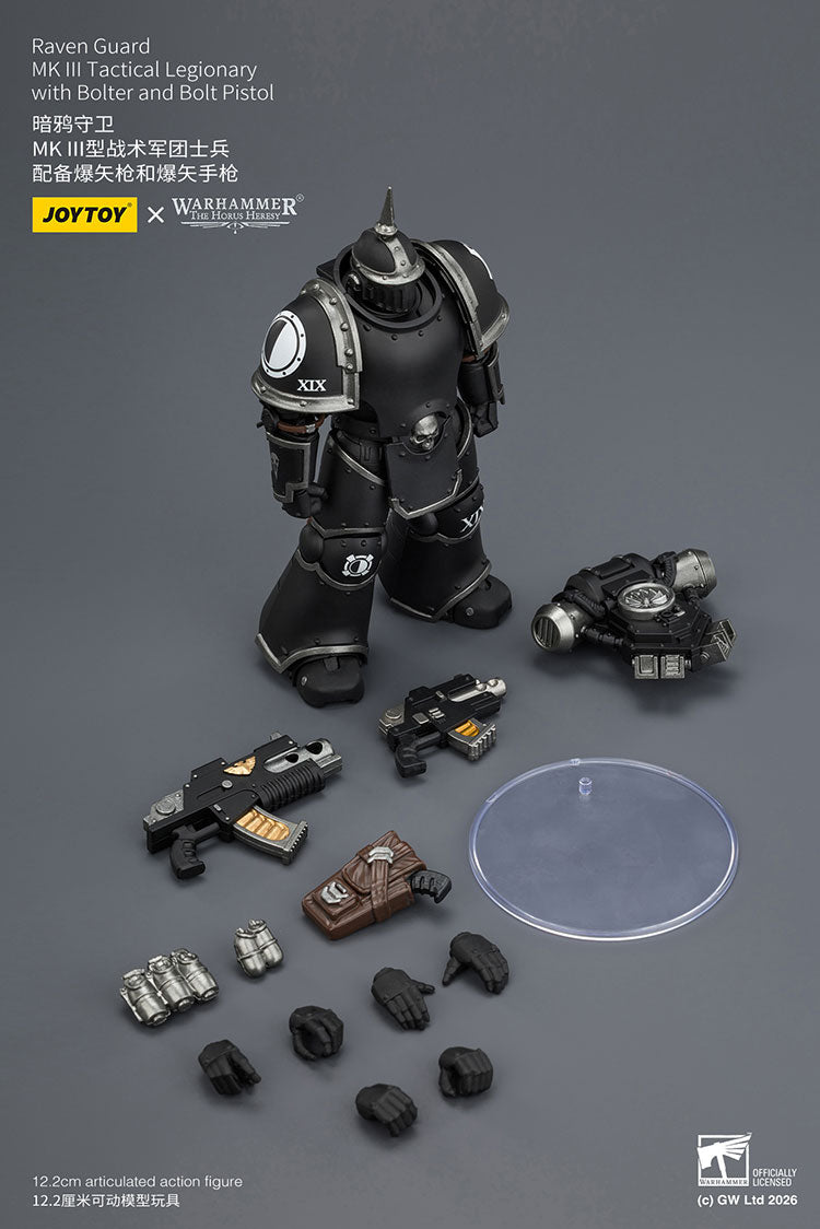 Joytoy 1/18 Warhammer The Horus Heresy Raven Guard - MK III Tactical Legionary with Bolter and Bolt Pistol