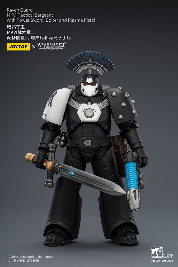 Joytoy 1/18 Warhammer The Horus Heresy Raven Guard - MkVI Tactical Sergeant with Power Sword, Bolter and Plasma Pistol