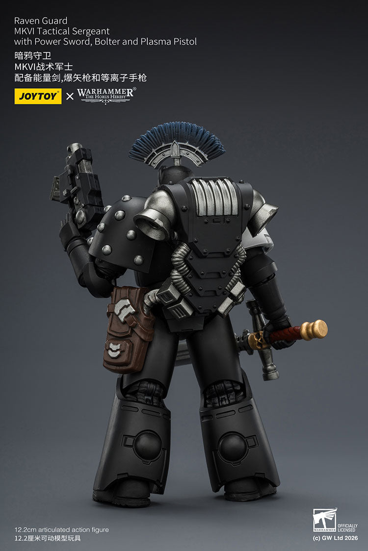 Joytoy 1/18 Warhammer The Horus Heresy Raven Guard - MkVI Tactical Sergeant with Power Sword, Bolter and Plasma Pistol