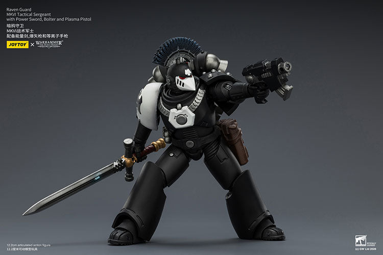 Joytoy 1/18 Warhammer The Horus Heresy Raven Guard - MkVI Tactical Sergeant with Power Sword, Bolter and Plasma Pistol