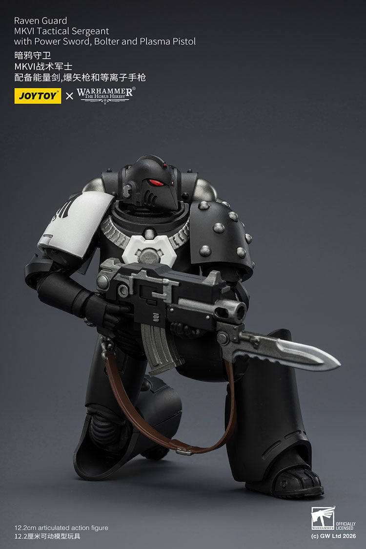 Joytoy 1/18 Warhammer The Horus Heresy Raven Guard - MkVI Tactical Sergeant with Power Sword, Bolter and Plasma Pistol