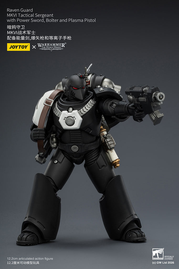 Joytoy 1/18 Warhammer The Horus Heresy Raven Guard - MkVI Tactical Sergeant with Power Sword, Bolter and Plasma Pistol