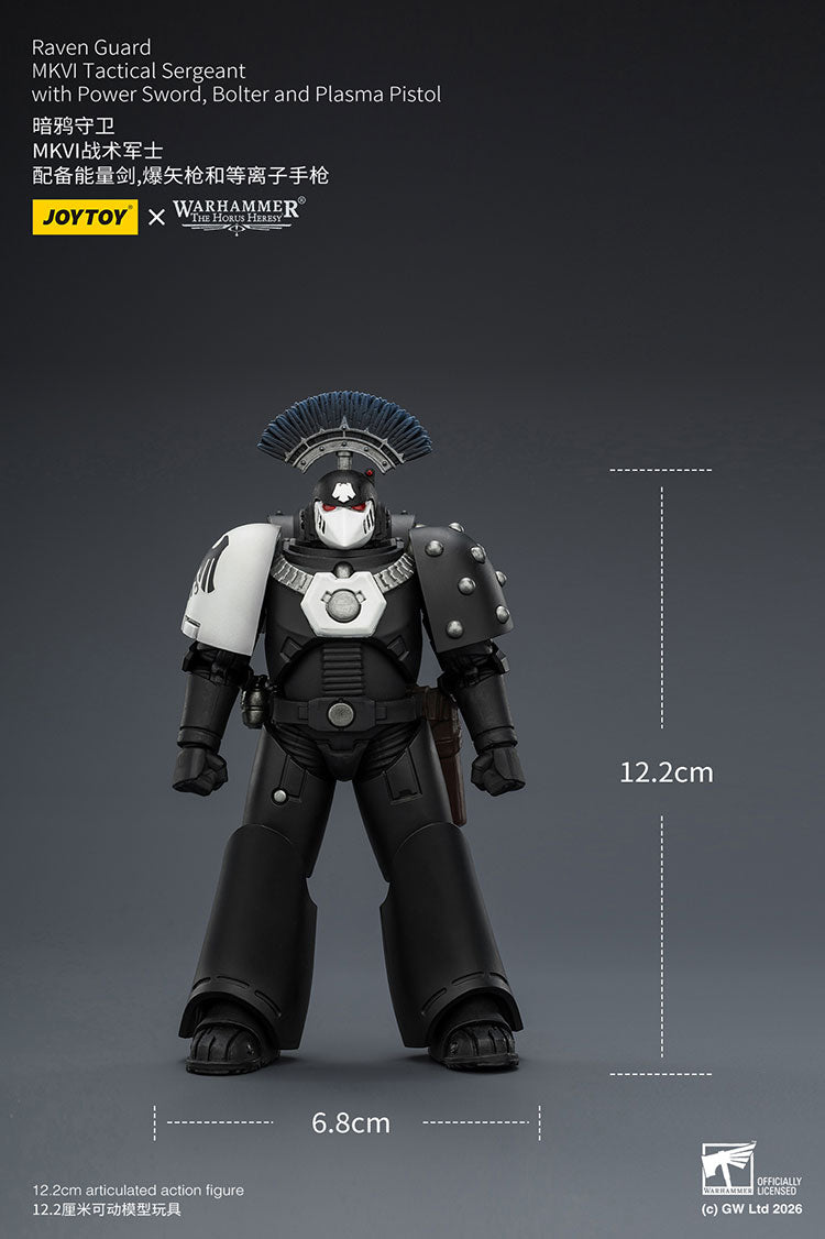 Joytoy 1/18 Warhammer The Horus Heresy Raven Guard - MkVI Tactical Sergeant with Power Sword, Bolter and Plasma Pistol