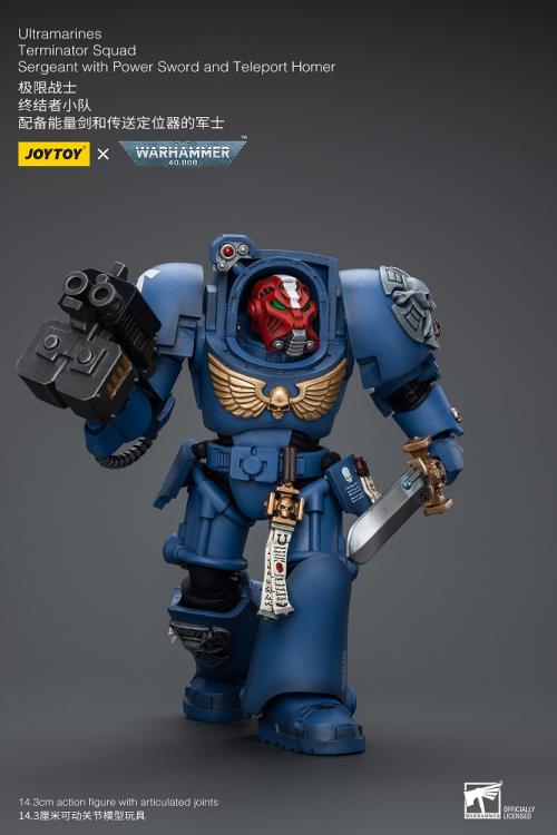 Joytoy 1/18 Warhammer 40k Ultramarines Terminator Squad Sergeant with Power Sword and Teleport Homer (2025)