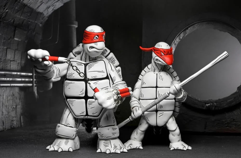 Neca Teenage Mutant Ninja Turtles The First Sketch Turtles (Black & White) 2-Pack
