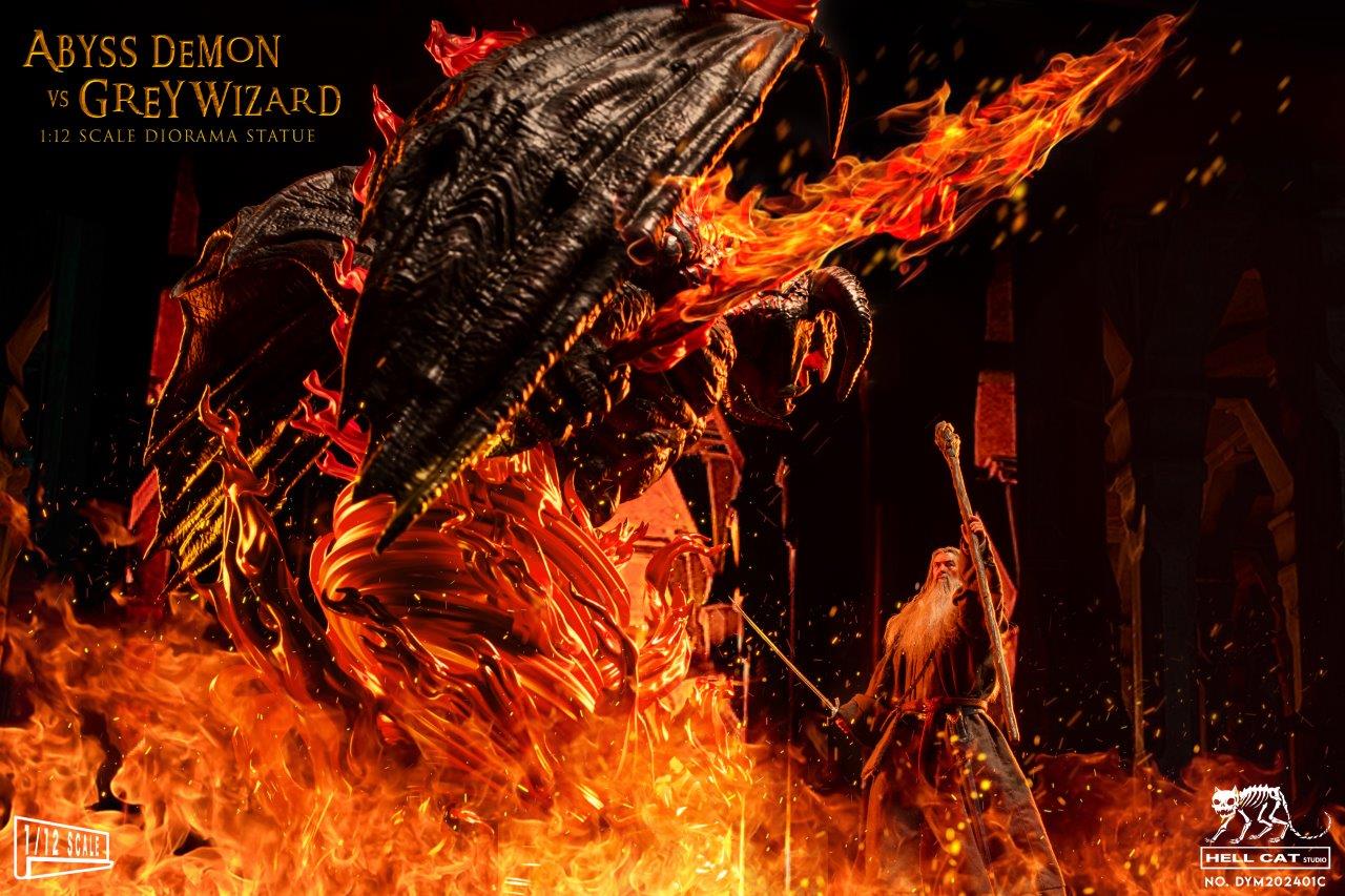 [BUNDLE] Hell Cat Studio 1/12 Grey Wizard Vs Abyss Demon Balrog Statue