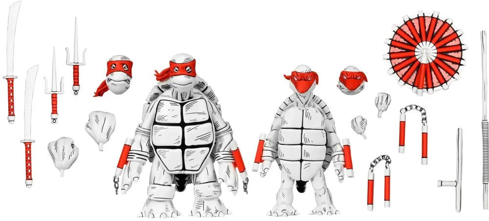Neca Teenage Mutant Ninja Turtles The First Sketch Turtles (Black & White) 2-Pack