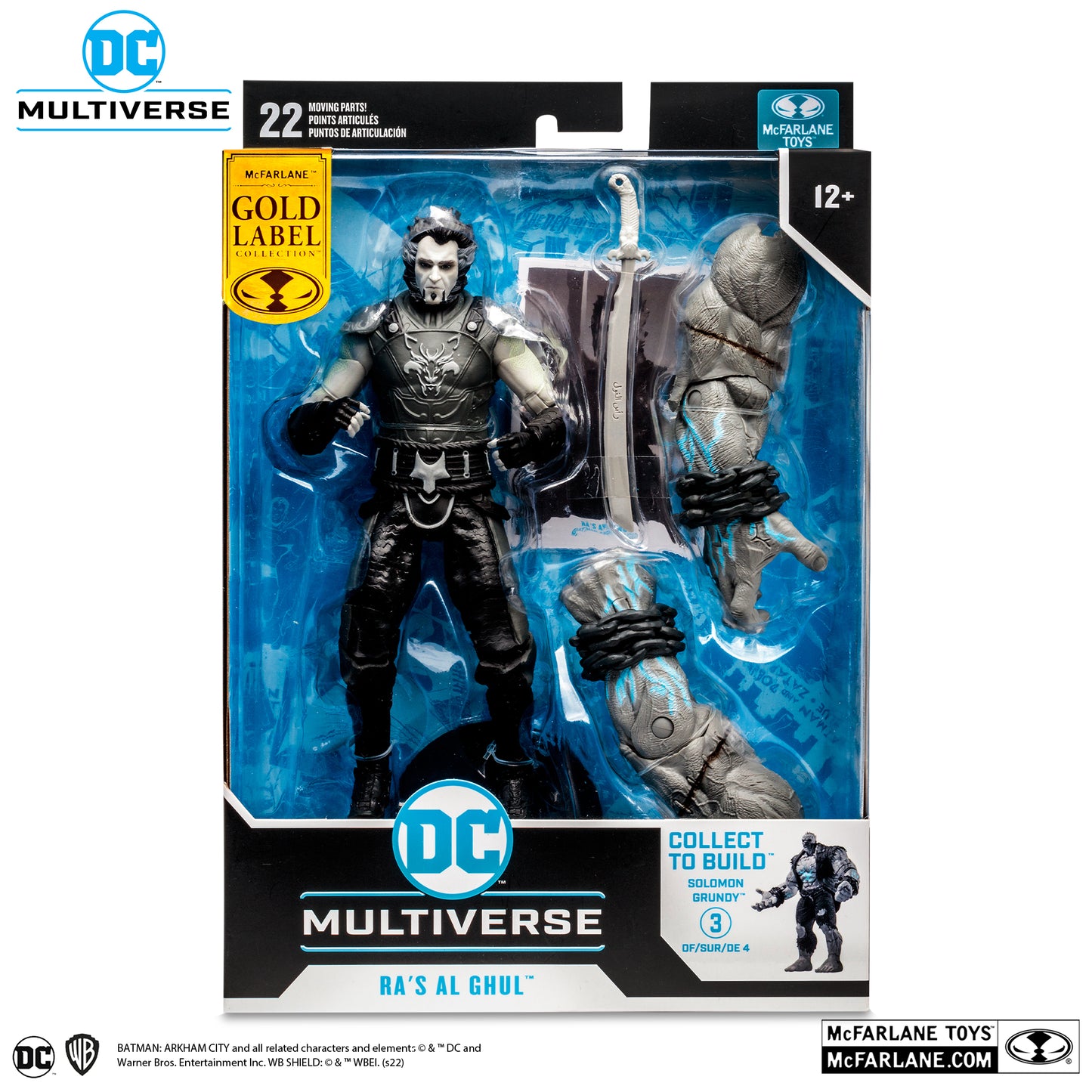 McFarlane Toys DC Batman Arkham City Rhas Al Ghul B&W (Solomon Grundy BAF) (Gold Label)